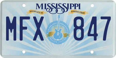 MS license plate MFX847