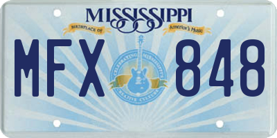 MS license plate MFX848