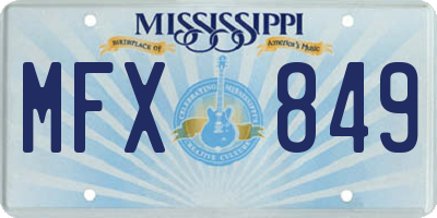 MS license plate MFX849