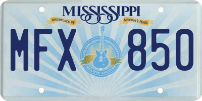 MS license plate MFX850