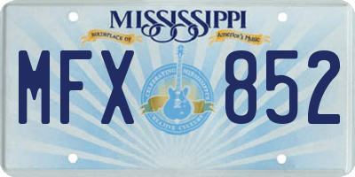 MS license plate MFX852