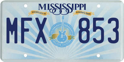 MS license plate MFX853