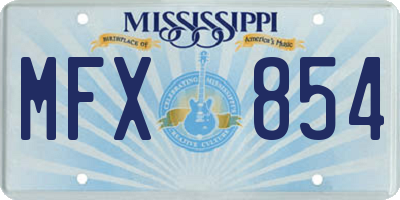 MS license plate MFX854