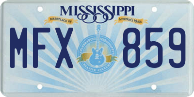 MS license plate MFX859