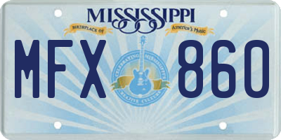MS license plate MFX860
