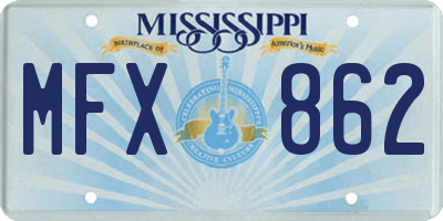 MS license plate MFX862
