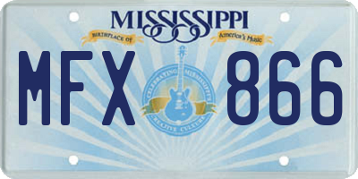 MS license plate MFX866
