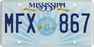 MS license plate MFX867