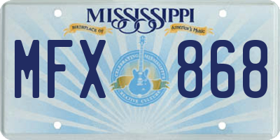 MS license plate MFX868