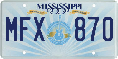MS license plate MFX870
