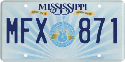 MS license plate MFX871