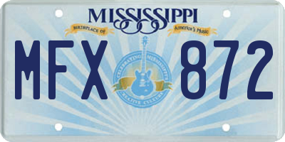 MS license plate MFX872