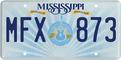 MS license plate MFX873
