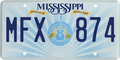 MS license plate MFX874
