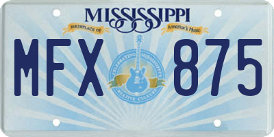MS license plate MFX875