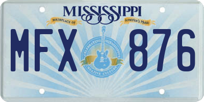 MS license plate MFX876