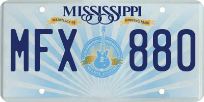 MS license plate MFX880