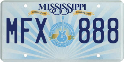 MS license plate MFX888