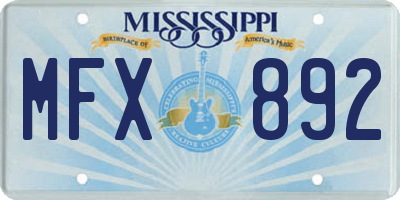 MS license plate MFX892