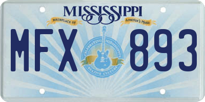 MS license plate MFX893