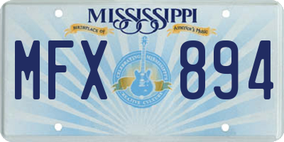 MS license plate MFX894