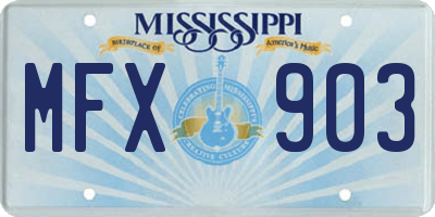 MS license plate MFX903