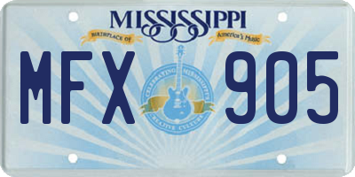 MS license plate MFX905