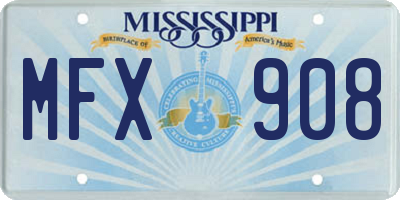MS license plate MFX908