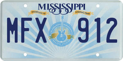 MS license plate MFX912