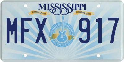 MS license plate MFX917