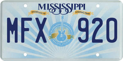MS license plate MFX920