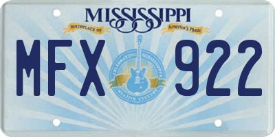 MS license plate MFX922