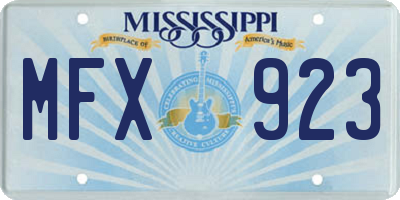 MS license plate MFX923