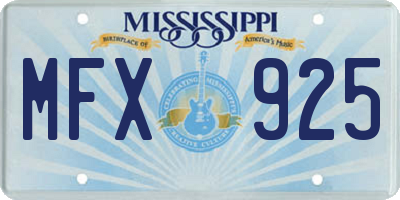 MS license plate MFX925