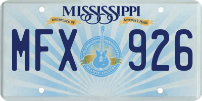 MS license plate MFX926