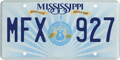 MS license plate MFX927