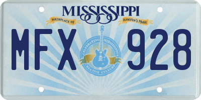 MS license plate MFX928