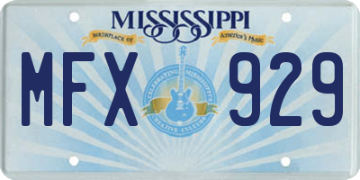 MS license plate MFX929