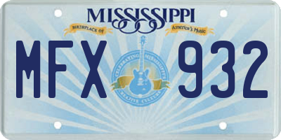 MS license plate MFX932