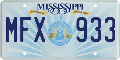 MS license plate MFX933