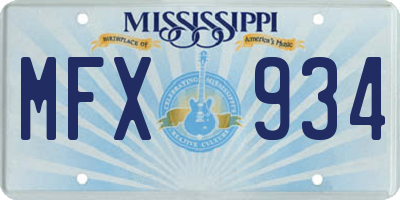 MS license plate MFX934