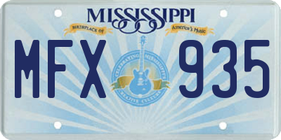 MS license plate MFX935