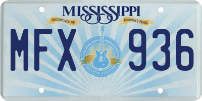 MS license plate MFX936