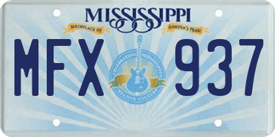 MS license plate MFX937