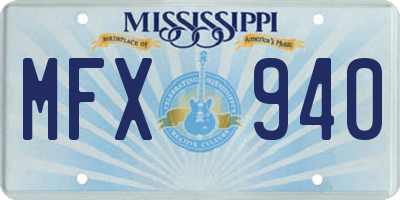 MS license plate MFX940