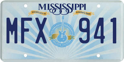 MS license plate MFX941