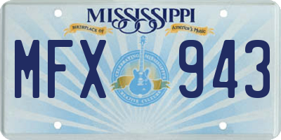 MS license plate MFX943