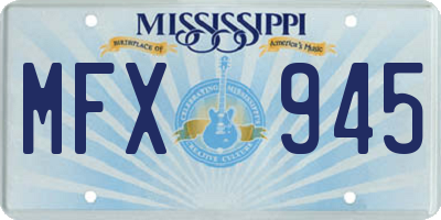 MS license plate MFX945