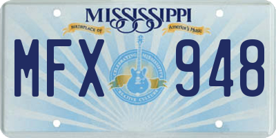 MS license plate MFX948