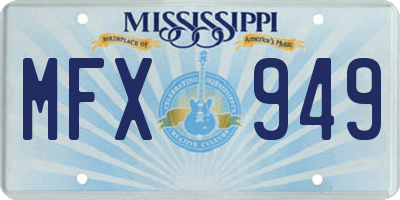 MS license plate MFX949